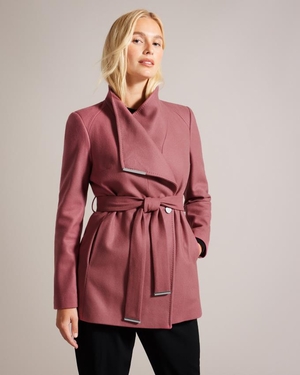 Manteau Ted Baker Wool Wrap Short Rose Femme | CTO-59026534